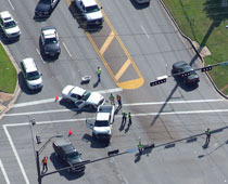 aerial view of a traffic accident