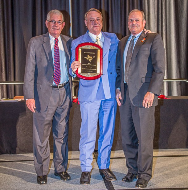 TxDOT Aviation Division Director David Fulton,  Texas Aviator of the Year award winner Jim Schwertner, TxDOT Executive Director LtGen Joe Weber