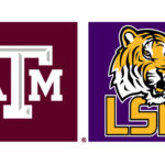 This is a graphic of the Texas A&M University and Louisiana State University logos