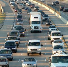 traffic congestion on a freeway