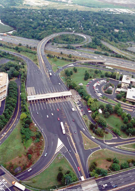 Aerial photo of toll booth