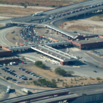 Aerial photo of the Zaragosa truck bridge border crossing.