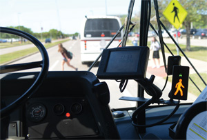 bus driver's view with equipment installed