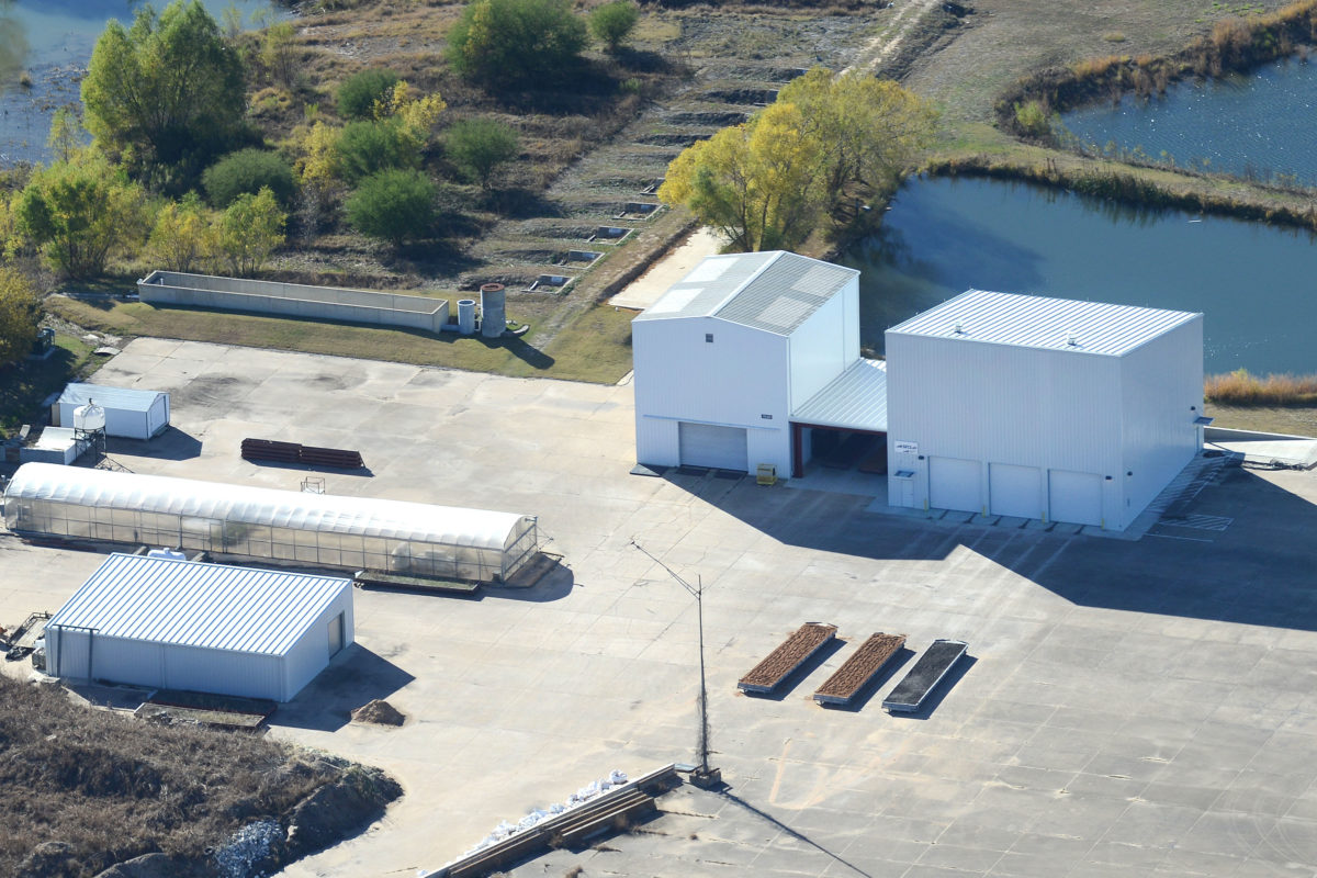 Aerial view of several buildings and equipment that makes up the SEC Lab.
