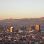 El Paso skyline, sun is low