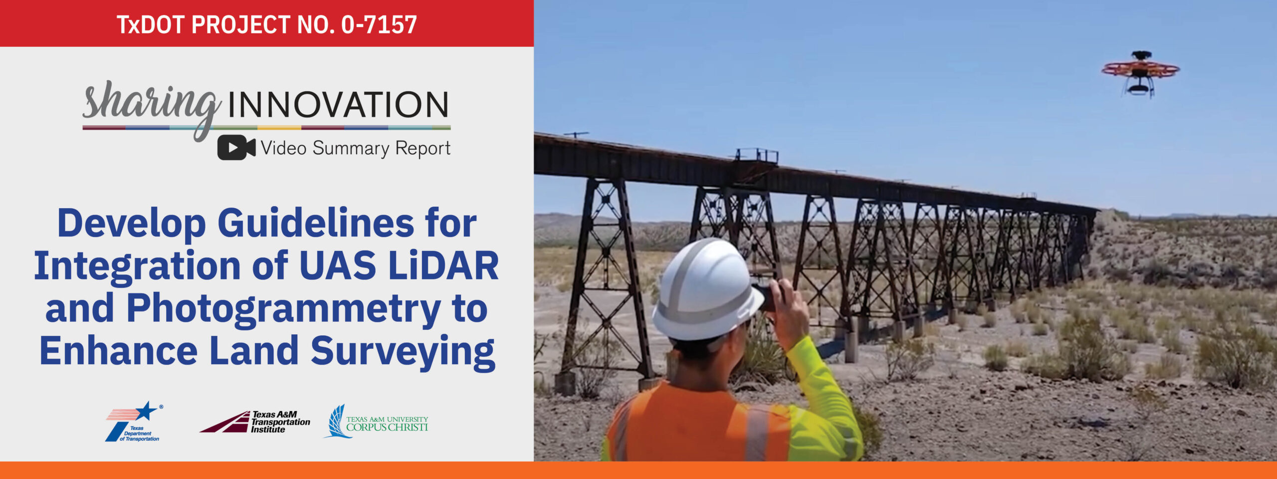 TxDOT Project No. 0-7157: Develop Guidelines for Integration of UAS LiDAR and Photogrammetry to Enhance Land Surveying.