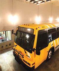school bus in the environmental emission research facility