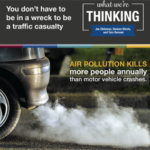 What We're Thinking | You don't have to be in a wreck to be a traffic casualty | Joe Zietsman, Haneen Khreis, and Tara Ramani. | Image of car with emissions emitting from tailpipe.