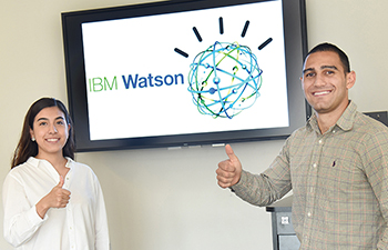 Students involved with evaluating IBM Watson for integration into an autonomous self-driving shuttle.