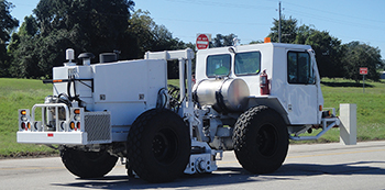 With this total pavements acceptance device (TPAD), TTI evaluated the health of all the affected roadways in Houston.