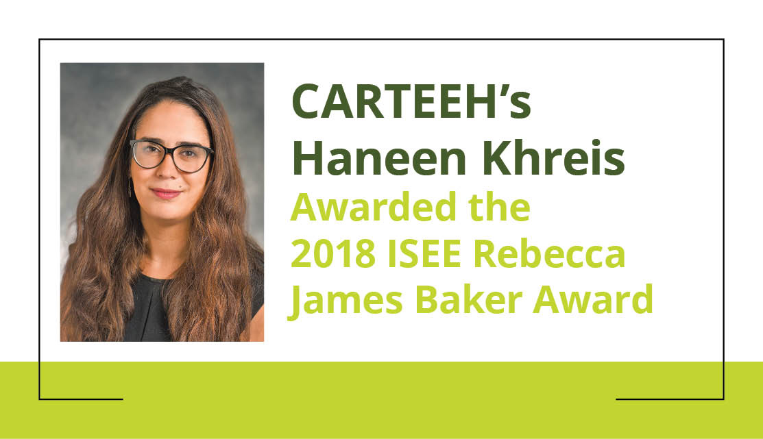 CARTEEH's Haneen Khreis| Awarded teh 2018 ISEE Rebecca James Baker Award
