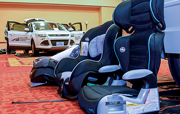 vehicles and child car seats made available to child passenger safety seat technicians during the Child Passenger Safety Conference