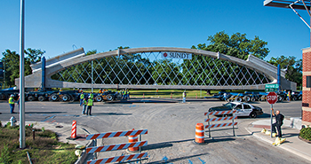 prefabricated bridge arch for the West 7th Street Bridge in Fort Worth, Texas