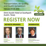 Promotion graphic for the Transportation, Air Quality, and Health Symposium on Feb. 1820, 2019 at the Omni Austin Hotel.