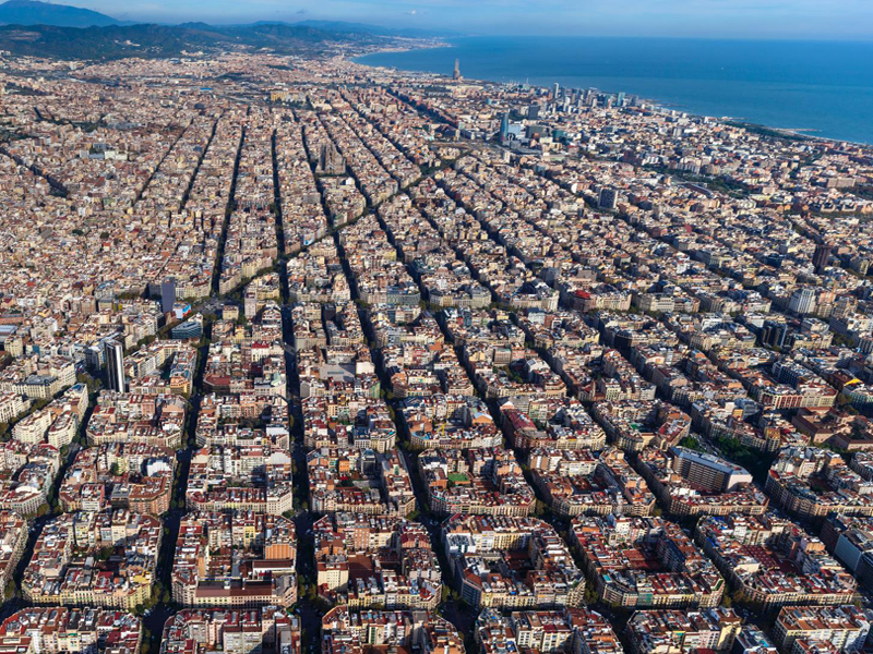 Aerial of Barcelona superblocks