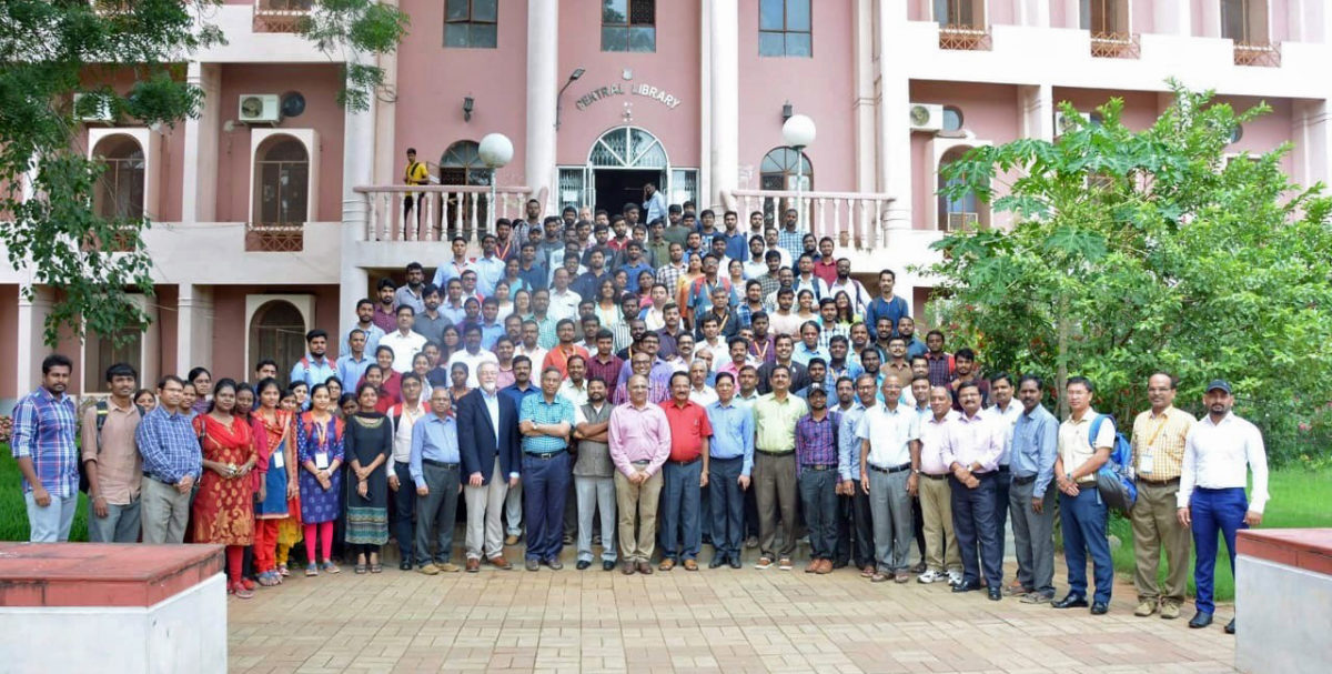 TTI executive associate director Ed Seymour with engineering students at the National Institute of Technology Warangal in India.  
