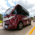 The Navya autonomous shuttle on the Texas A&M University Campus.