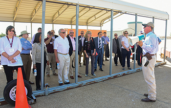 As part of the TTI Advisory Council meeting, members participating in a tour of facilities on the RELLIS Campus.