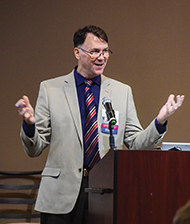 Michael Manser speaking during the 2019 Texas Pedestrian Safety Forum.