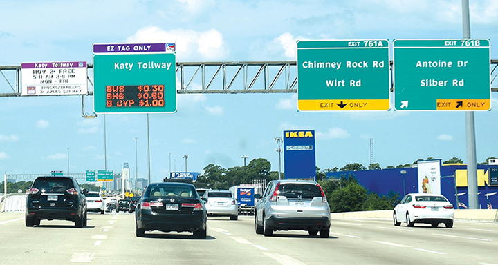 Overhead signage for toll road.