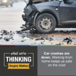 What We're Thinking by Gregory Winfree. Car crashes are down. Working from home keeps us safe on the road
