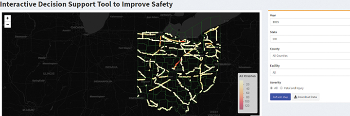 Screenshot from the Interactive Decision Support Tool to Improve Safety website.