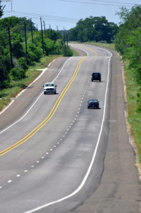 Roadway with a slight curve.