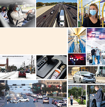 Collage of photos related to traffic safety.