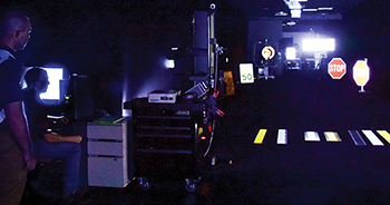 Researchers inside the Visibility Research Laboratory during testing.