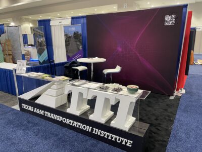 The Texas A&M Transportation Institute booth at the 2023 Transportation Research Board Meeting.