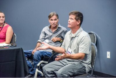 Scott Meyer (right) and Todd Hargroder (left) speak during their presentation at the 2023 forum.