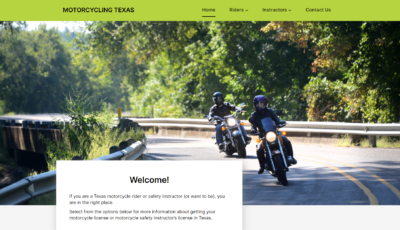 Screenshot of the website with motorcycle riders riding around a curve.