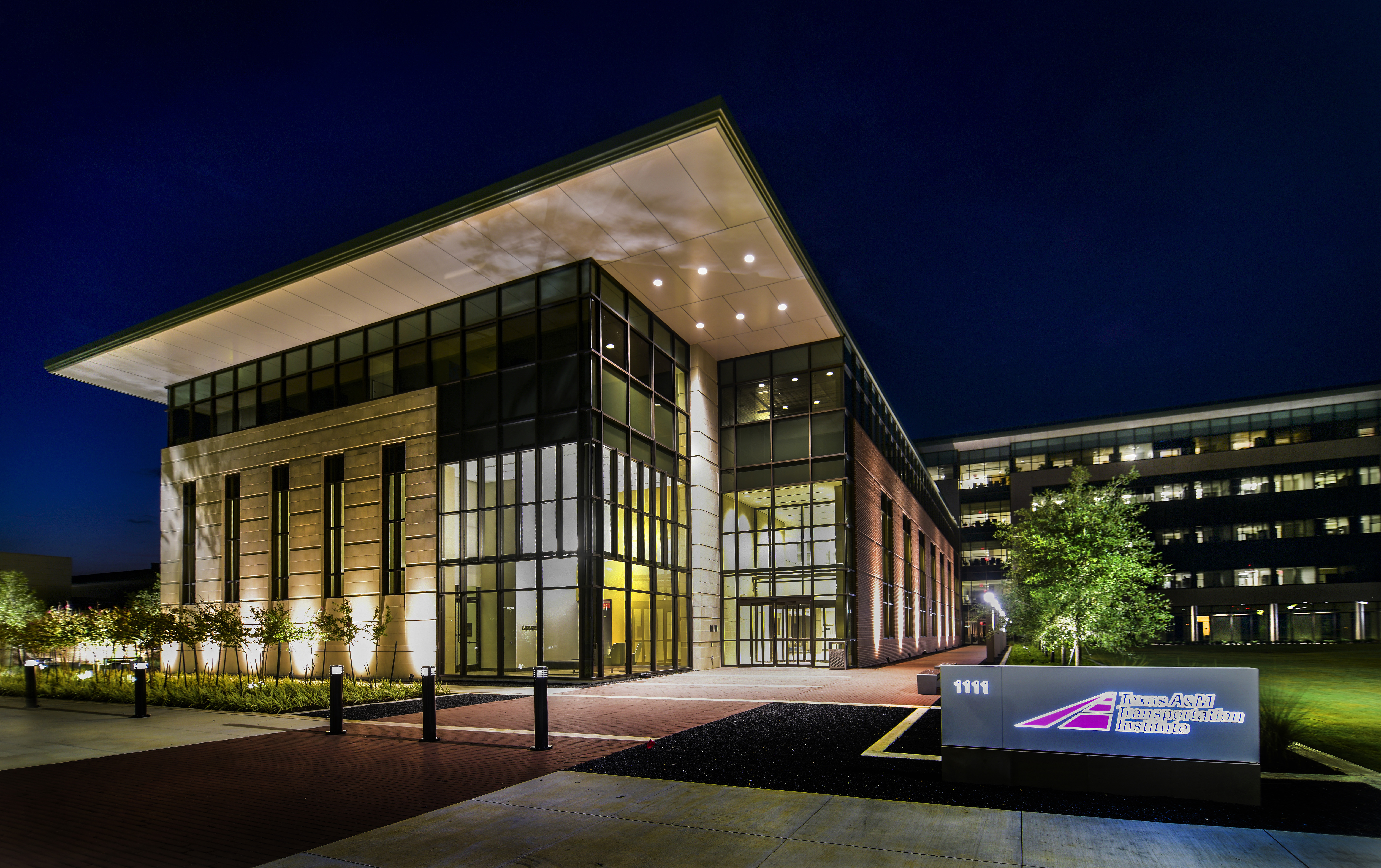 TTI's Modern office building at night