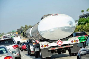 A semi truck hauling hazardous materials