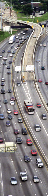 Aerial of high occupancy toll lane