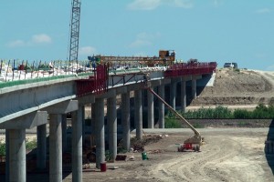 construction of a bridge over a highway