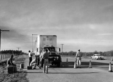 tractor trailer used during an early freight study at TTI