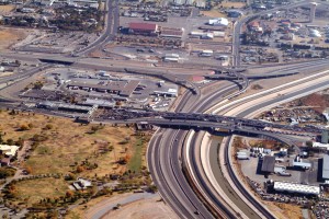 Aerial photo of Texas/Mexico border crossing