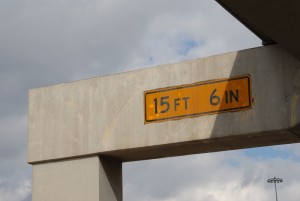 Height sign on a highway ramp