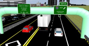Simulation image of managed lanes