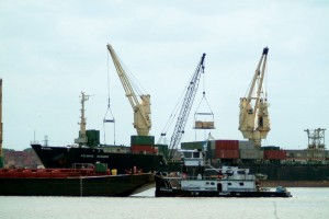 Photo of ships unloading freight.