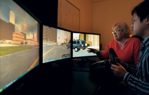 Photo of the driving simulator at the Texas Transportation Institute
