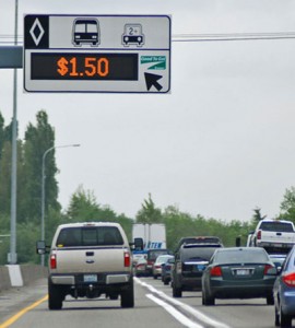 Hot lane sign in Washington state.