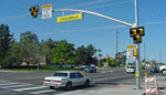 A traffic signal called the HAWK (High-intensity Activated crossWalk) in Tucson, Arizona.