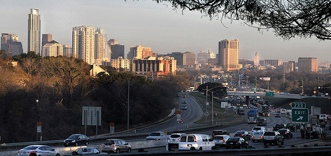 Austin skyline with busy highway