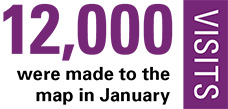 graphic: 12,000 visits were made to the map in January