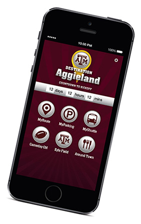 Destination Aggieland app homescreen