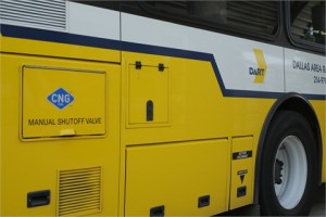 Side of a CNG-powered DART bus