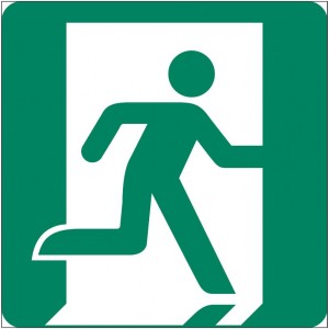 Running man emergency sign graphic