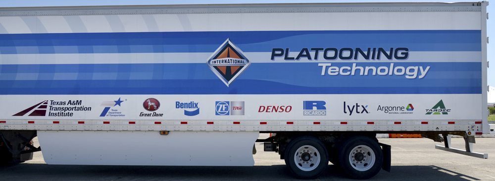 Semi trailer used in a truck platooning research project.